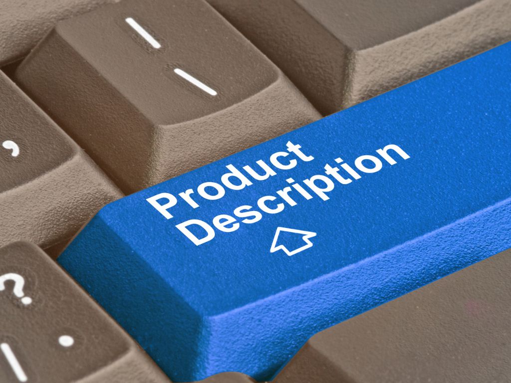 Klawisz 'Product Description' na klawiaturze, symbolizujący tworzenie skutecznych opisów produktów w e-commerce z wykorzystaniem AI w copywritingiem.